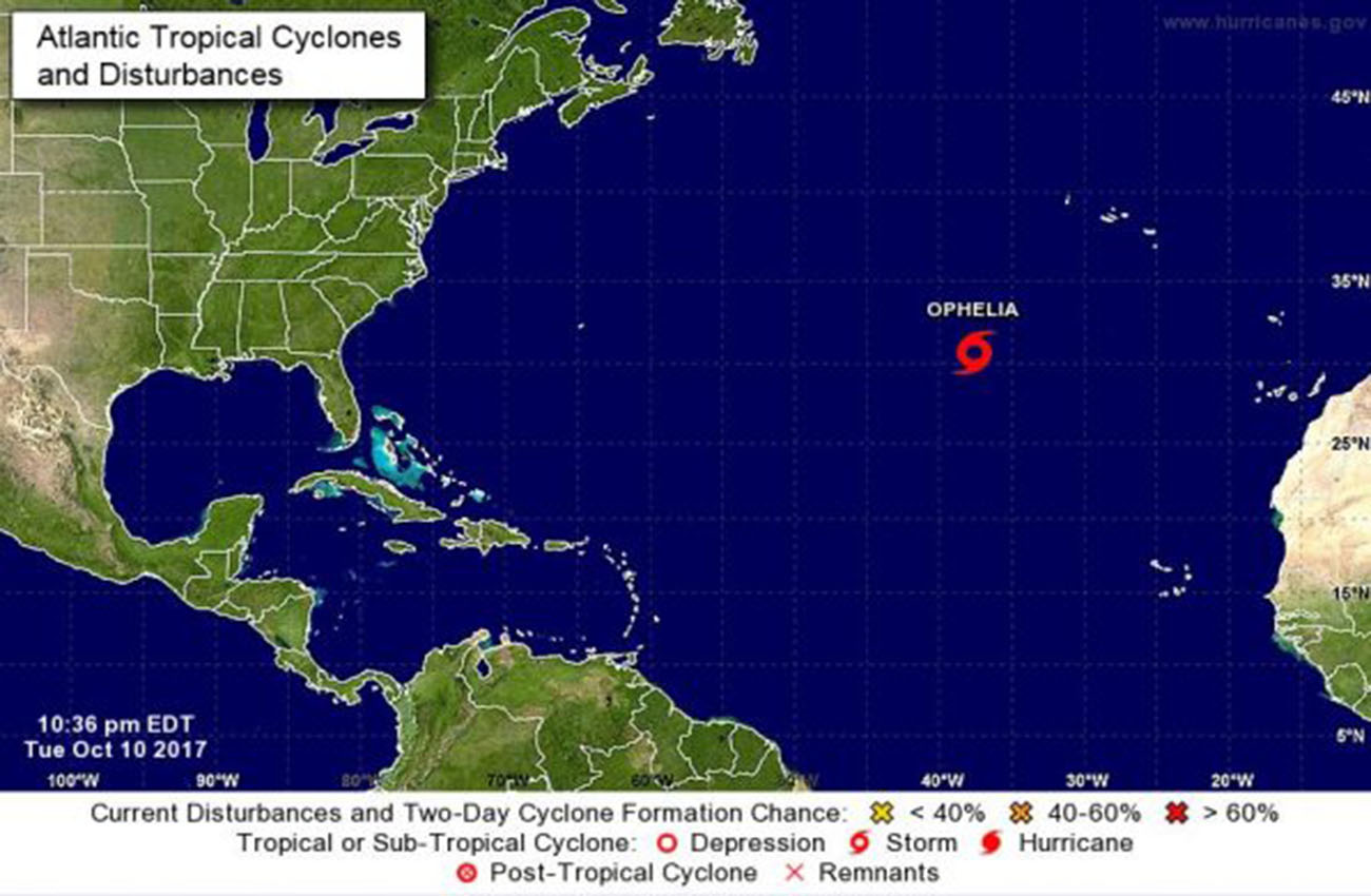 Huracán Ophelia se mueve hacia las Azores