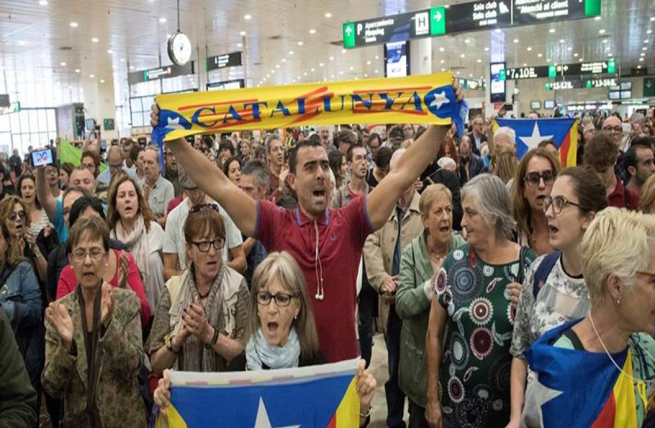 Protestas en Cataluña contra encarcelamiento de gobierno cesado