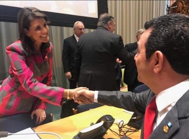 Presidente Jimmy Morales y Nikki Haley