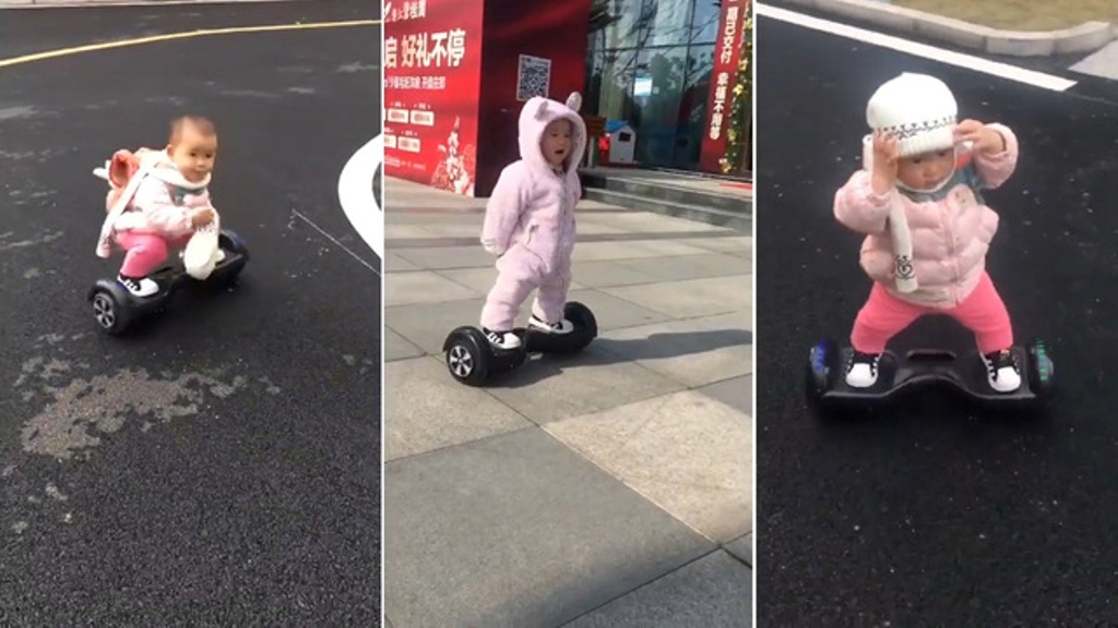 Niña patineta profesional un año hoverboard