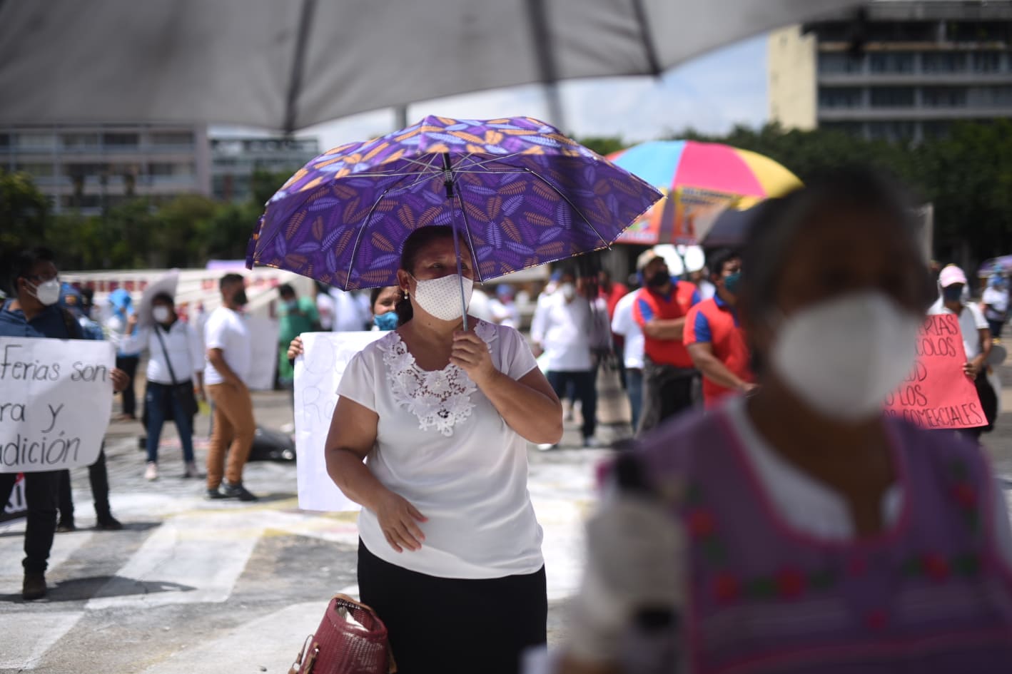 manifestación de trabajadores de ferias para pedir reactivación tras Covid-19