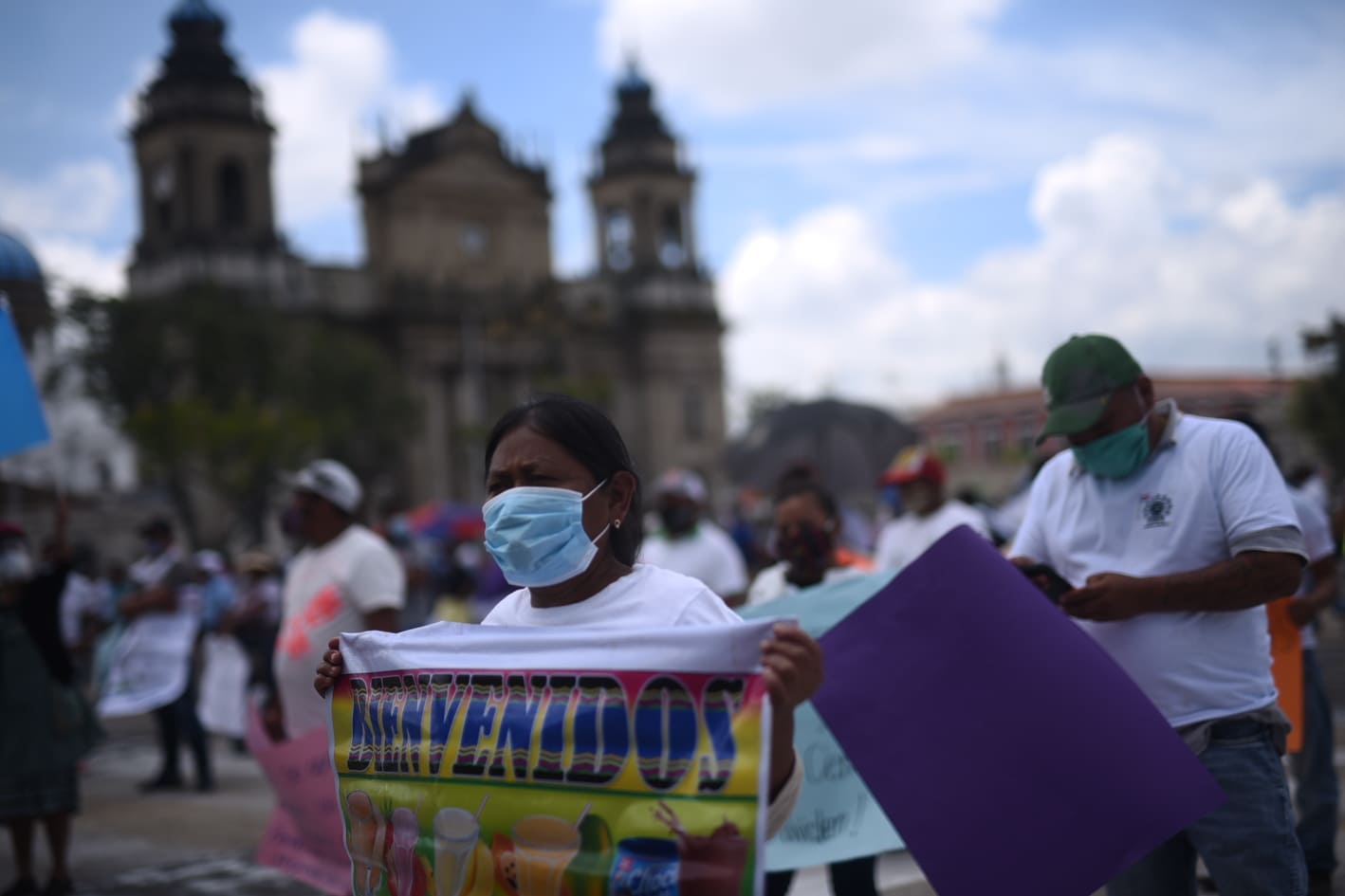 manifestación de trabajadores de ferias para pedir reactivación tras Covid-19