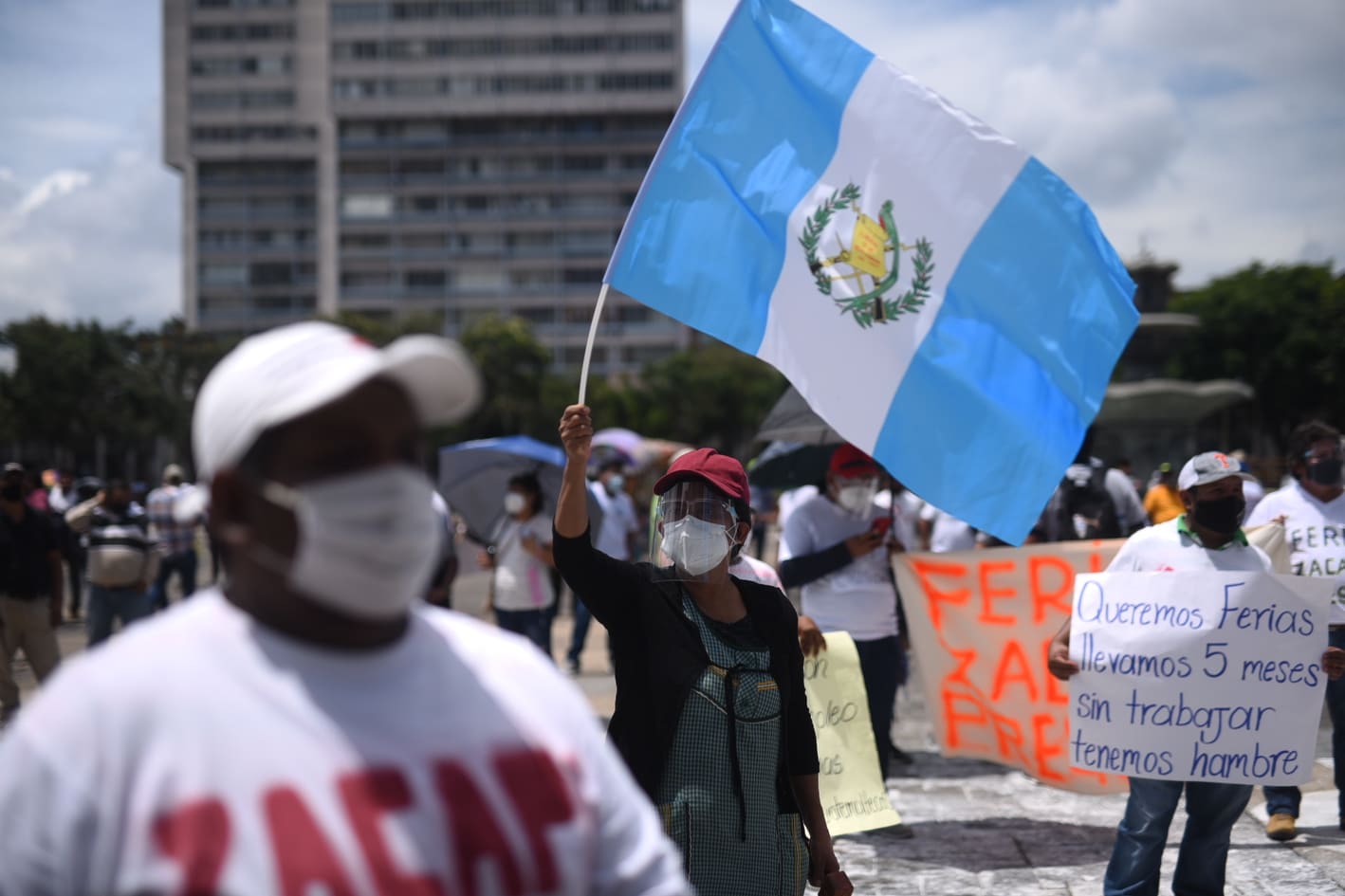 manifestación de trabajadores de ferias para pedir reactivación tras Covid-19