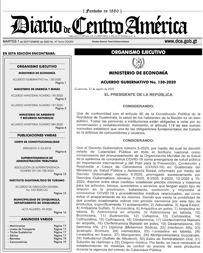 Covid-19: Gobierno establece precios máximos de medicamentos