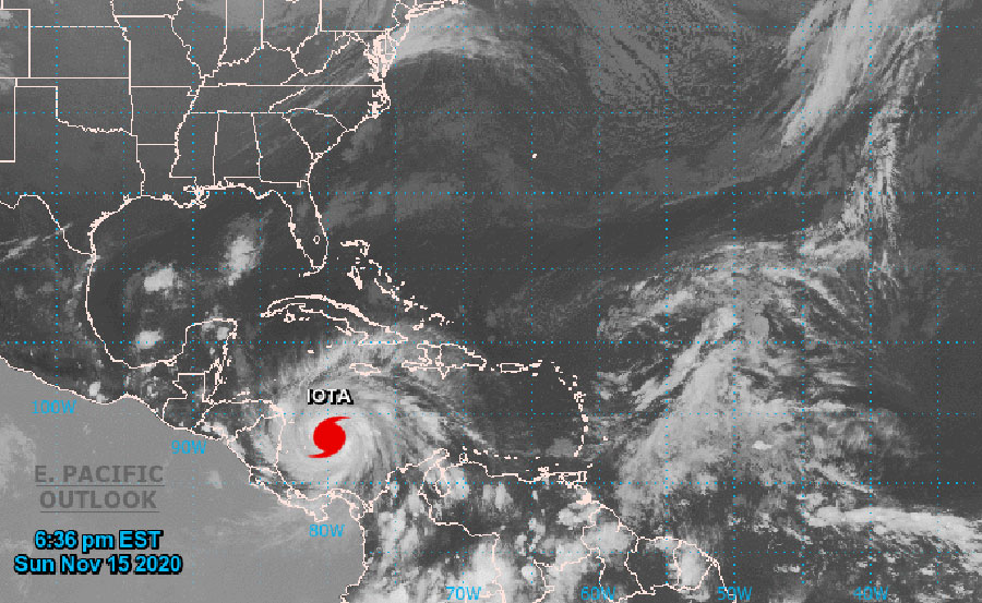 Huracán Iota en Centro América