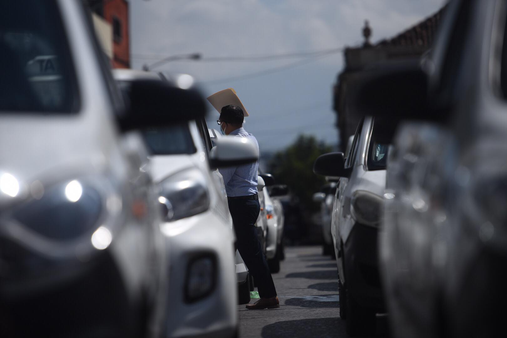 manifestación de taxistas contra pago de seguro en zona 1