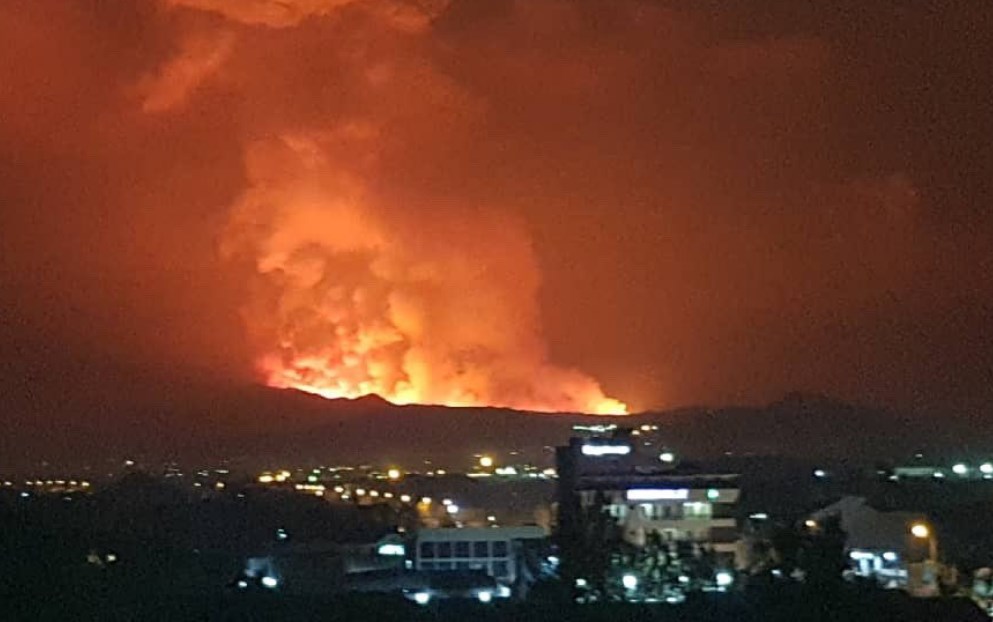 Erupción del volcán Nyiragongo en el Congo