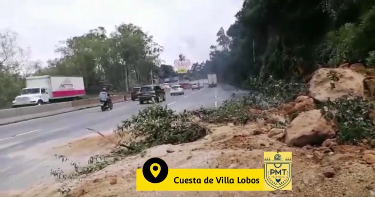 derrumbe en cuesta de Villa Lobos