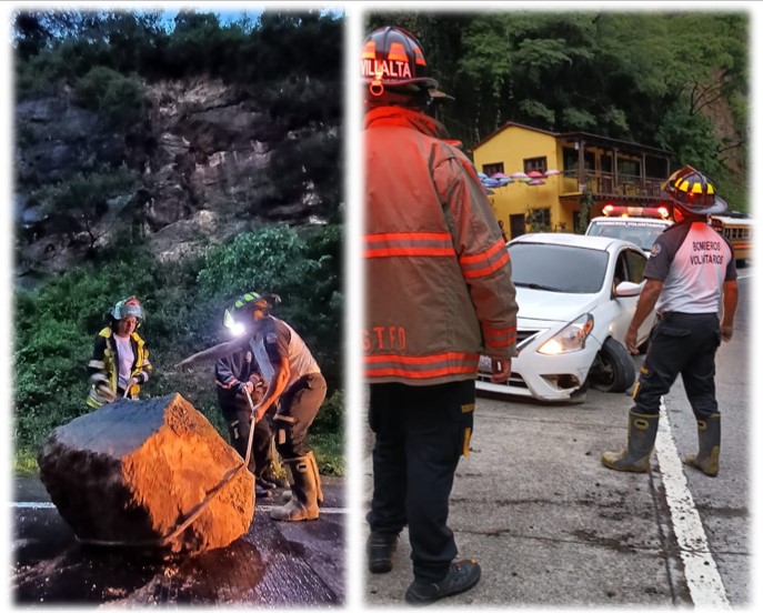 piedras caen sobre vehículo en ruta a Antigua Guatemala