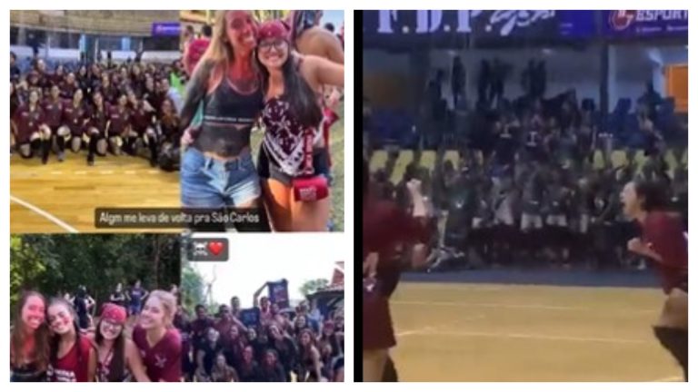 Universitarios desnudos en partido de voleibol