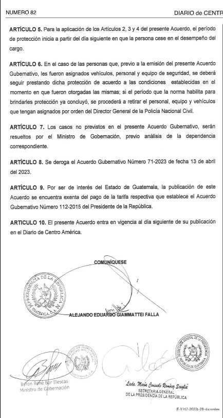 Giammattei autoriza protección para exfuncionarios